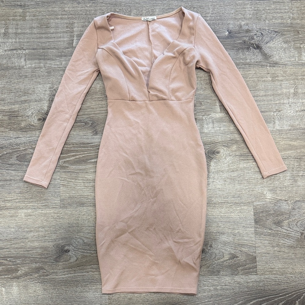 Charlotte Russe Blush Long Sleeve Dress